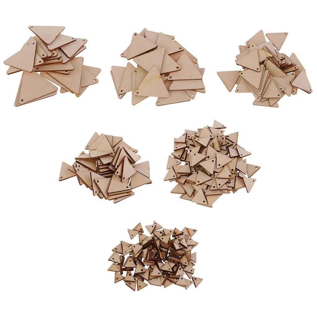 3xTriangle Shape Unfinished Wood Pieces with Hole for Crafts 20 Pieces 60mm