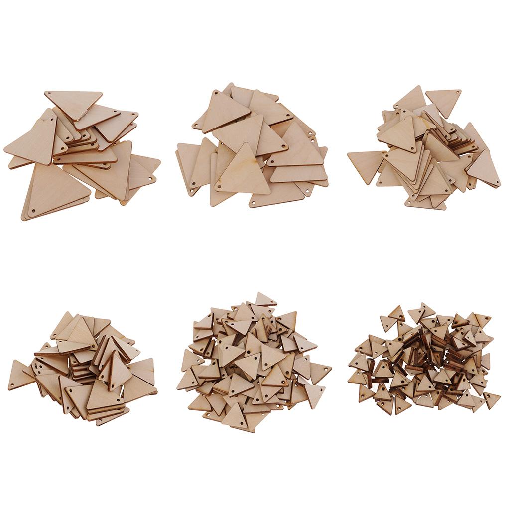 2xTriangle Shape Unfinished Wood Pieces with Hole for Crafts 20 Pieces 60mm