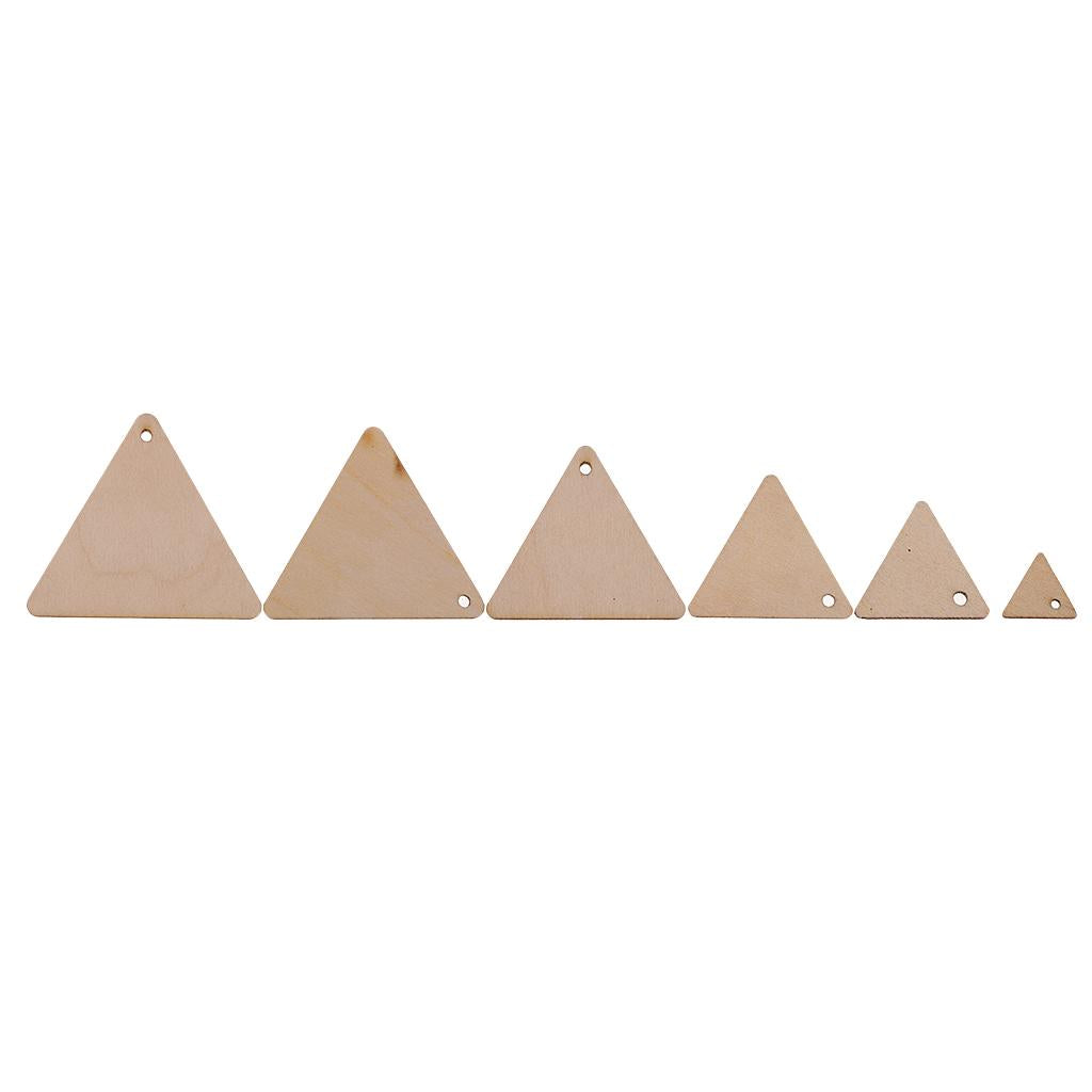 2xTriangle Shape Unfinished Wood Pieces with Hole for Crafts 20 Pieces 60mm