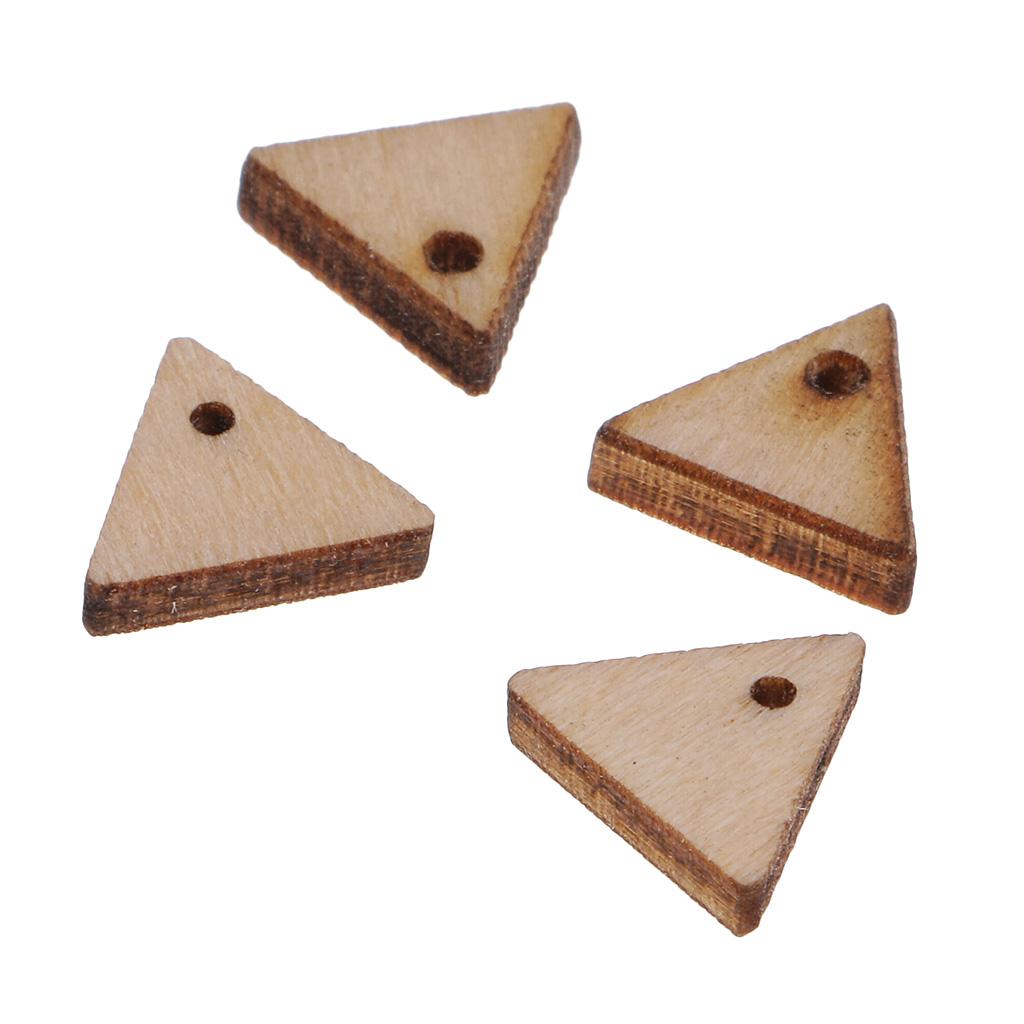 3xTriangle Shape Unfinished Wood Pieces with Hole for Crafts 100 Pieces 10mm