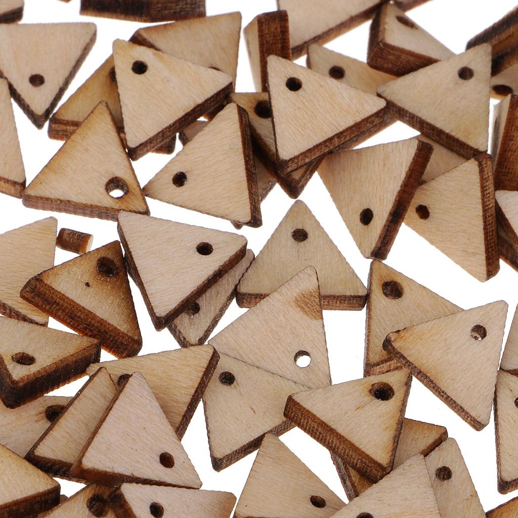 3xTriangle Shape Unfinished Wood Pieces with Hole for Crafts 100 Pieces 10mm