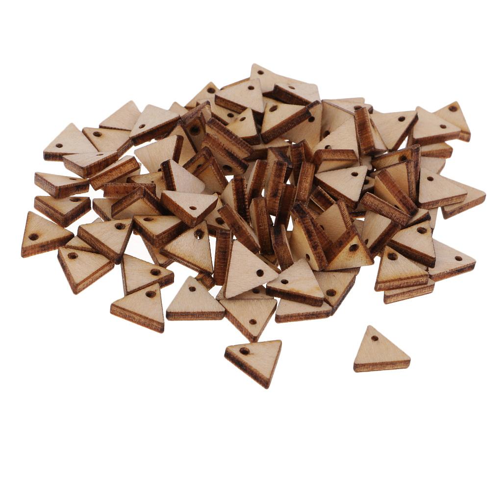 4xTriangle Shape Unfinished Wood Pieces with Hole for Crafts 100 Pieces 10mm