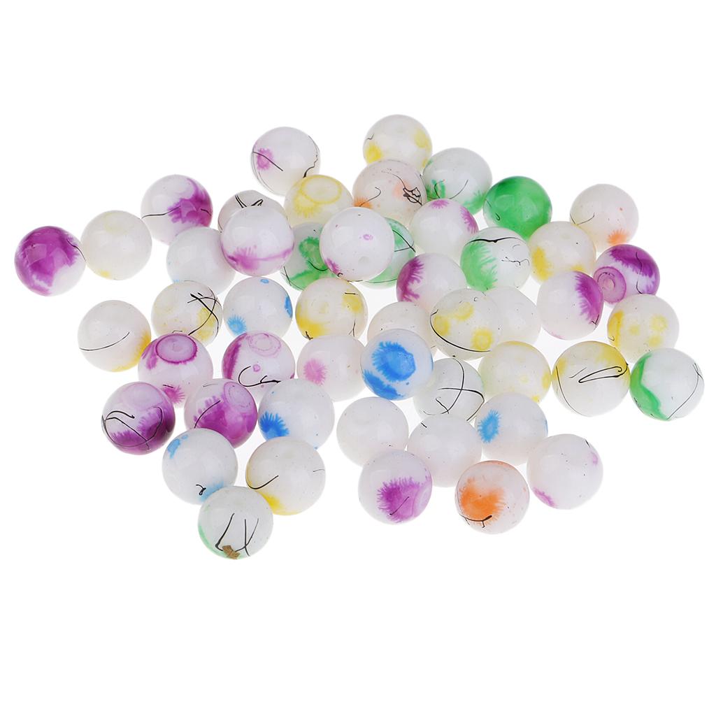 4xPack 100 Multicolor 8mm Round Baking Painted Glass Beads for Jewelry Making