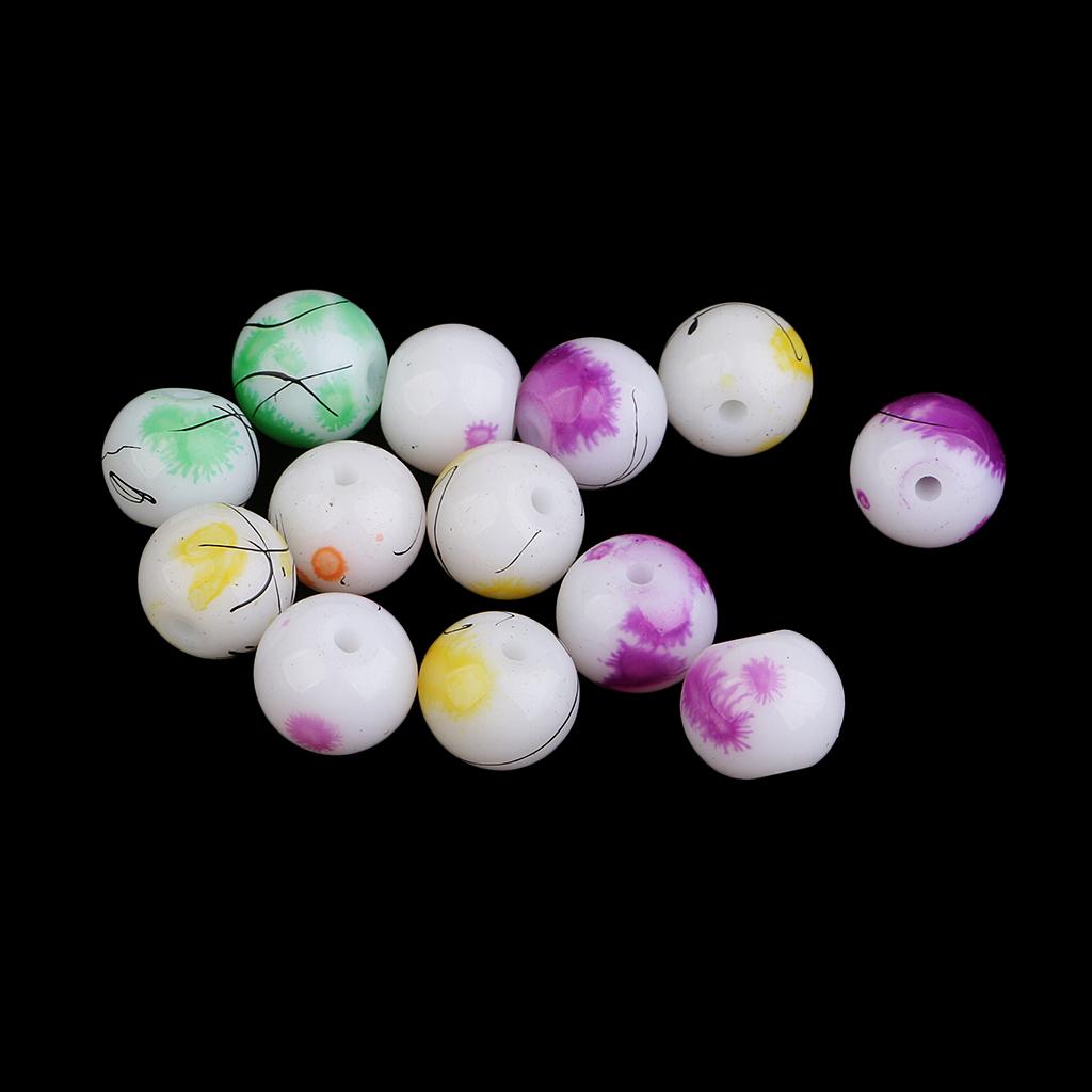 2xPack 100 Multicolor 8mm Round Baking Painted Glass Beads for Jewelry Making