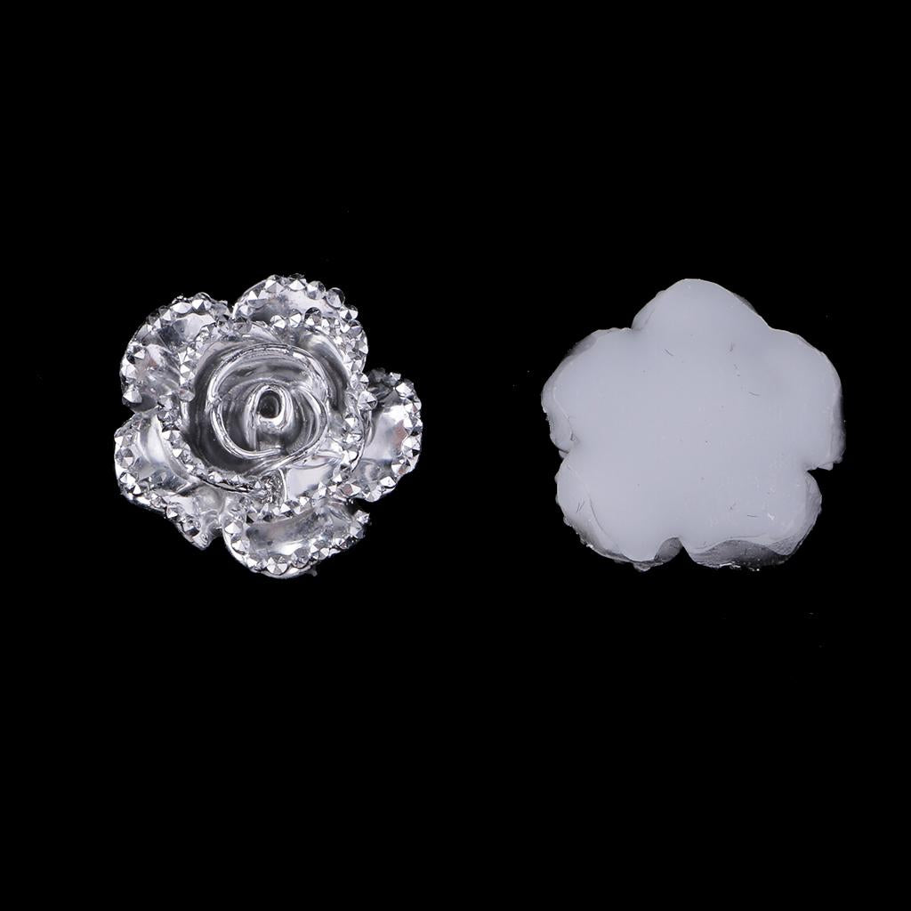 100Pc DIY Silver Resin Flower Flatback Scrapbooking for Phone Craft Applique