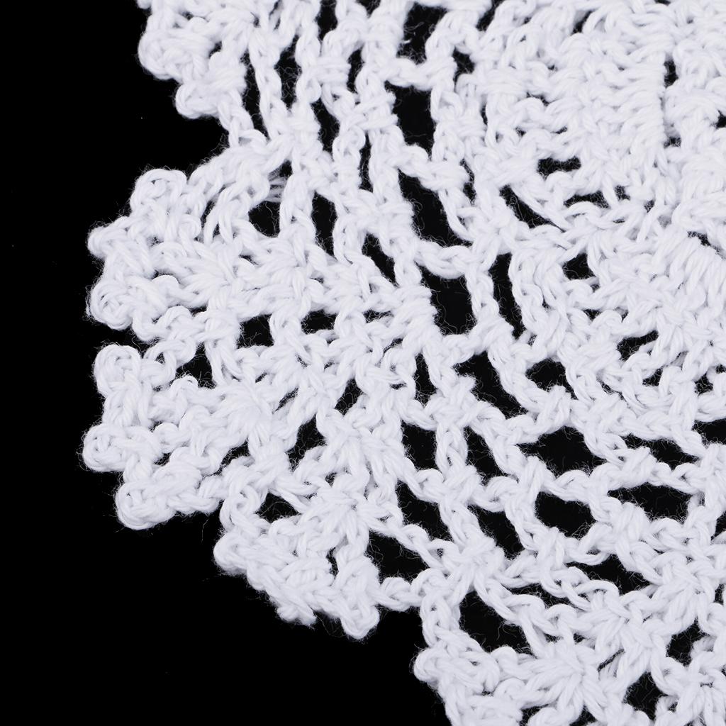4x1 Piece White Handmade Crochet Cotton Lace Table Placemats Doilies  20cm