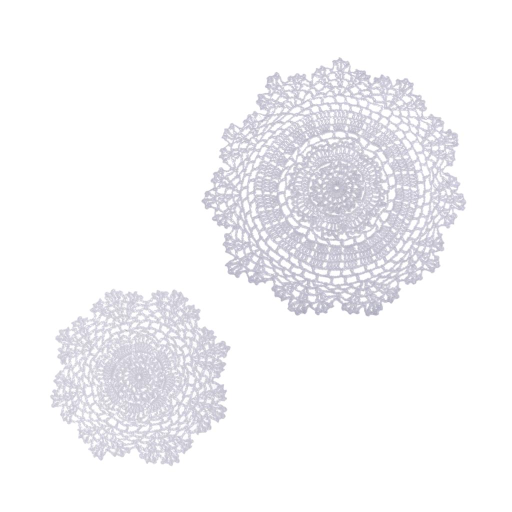 3x1 Piece White Handmade Crochet Cotton Lace Table Placemats Doilies  20cm