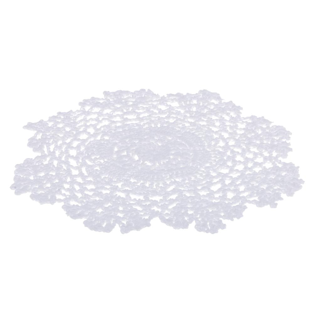 4x1 Piece White Handmade Crochet Cotton Lace Table Placemats Doilies  20cm