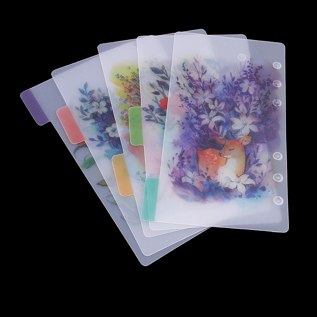 4x5 Pieces Plastic Tabbed Paper Planner Notebook Divider Index Page A6 Purple