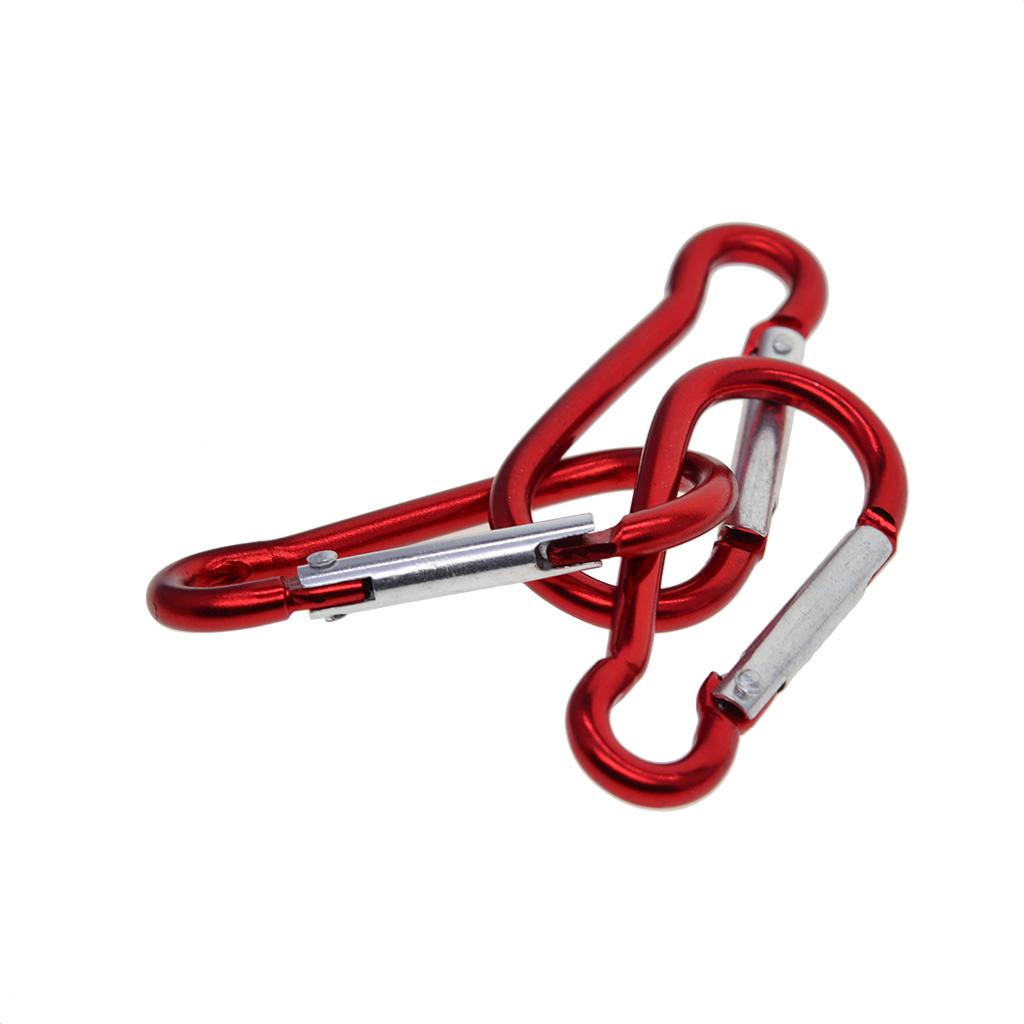 2x20 Piece D Shape Sports Hiking Carabiner Buckle Snap Spring Clip Hook Red