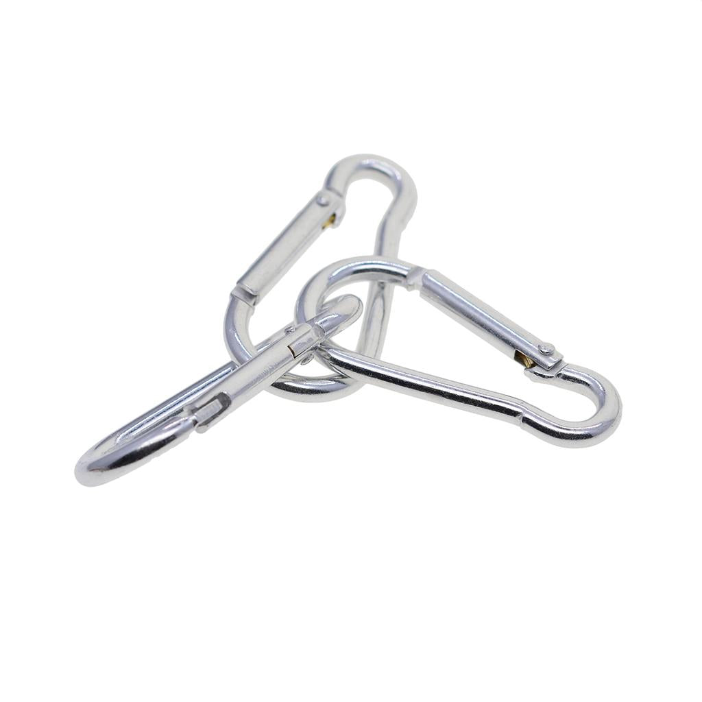 2x20 Piece D Shape Sports Hiking Carabiner Buckle Snap Spring Clip Hook Silver