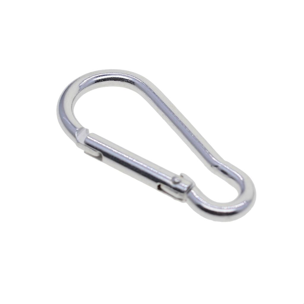 3x20 Piece D Shape Sports Hiking Carabiner Buckle Snap Spring Clip Hook Silver