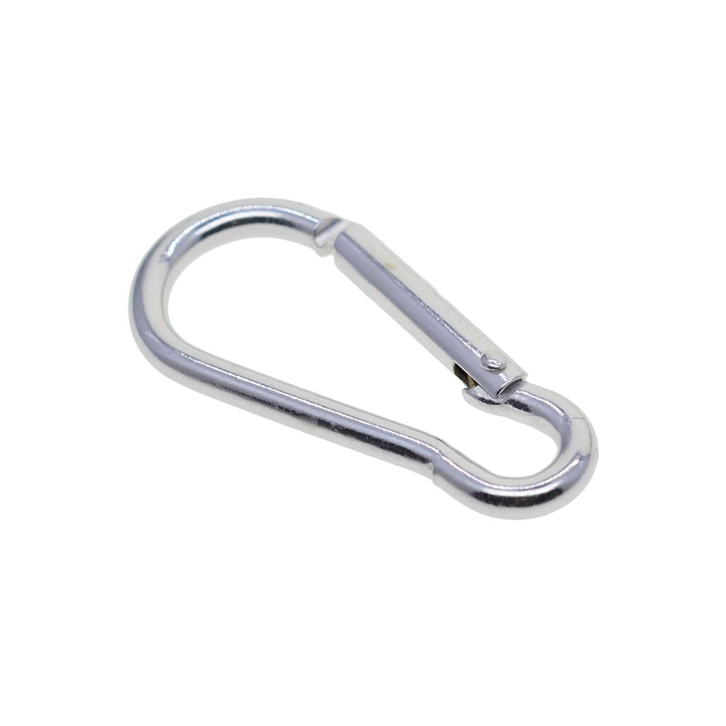 4x20 Piece D Shape Sports Hiking Carabiner Buckle Snap Spring Clip Hook Silver