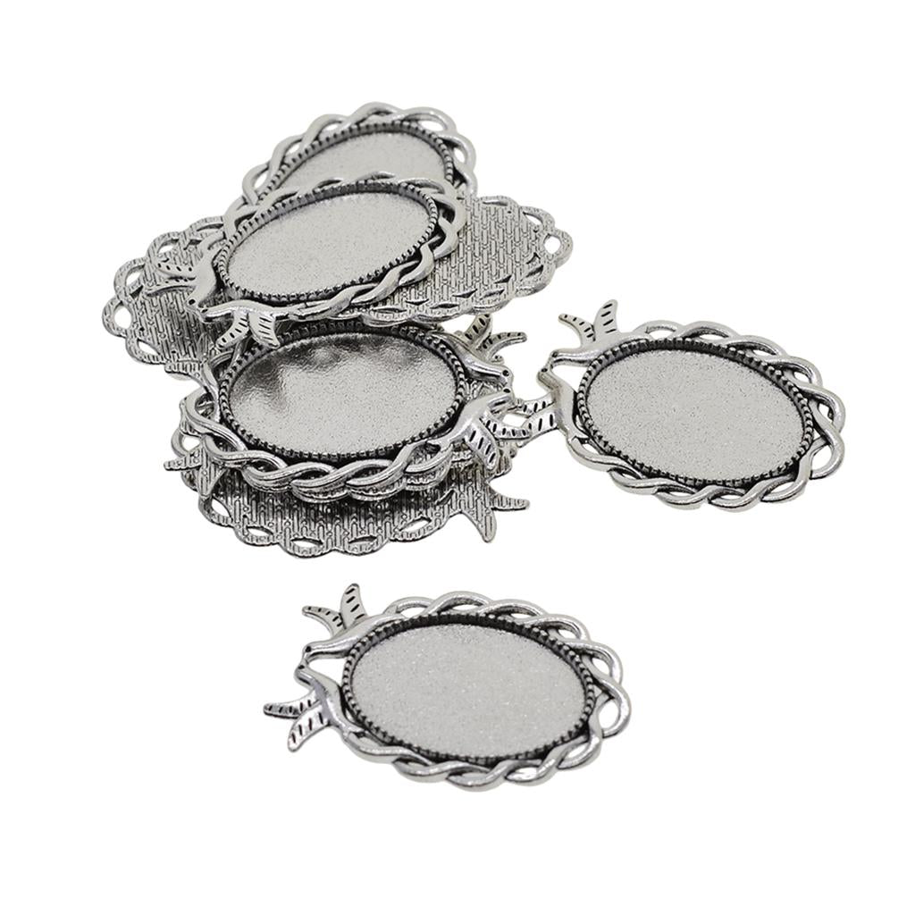 3x10 Pieces Pigeon Oval Blank Bezel Pendants Base Settings for Jewelry Making