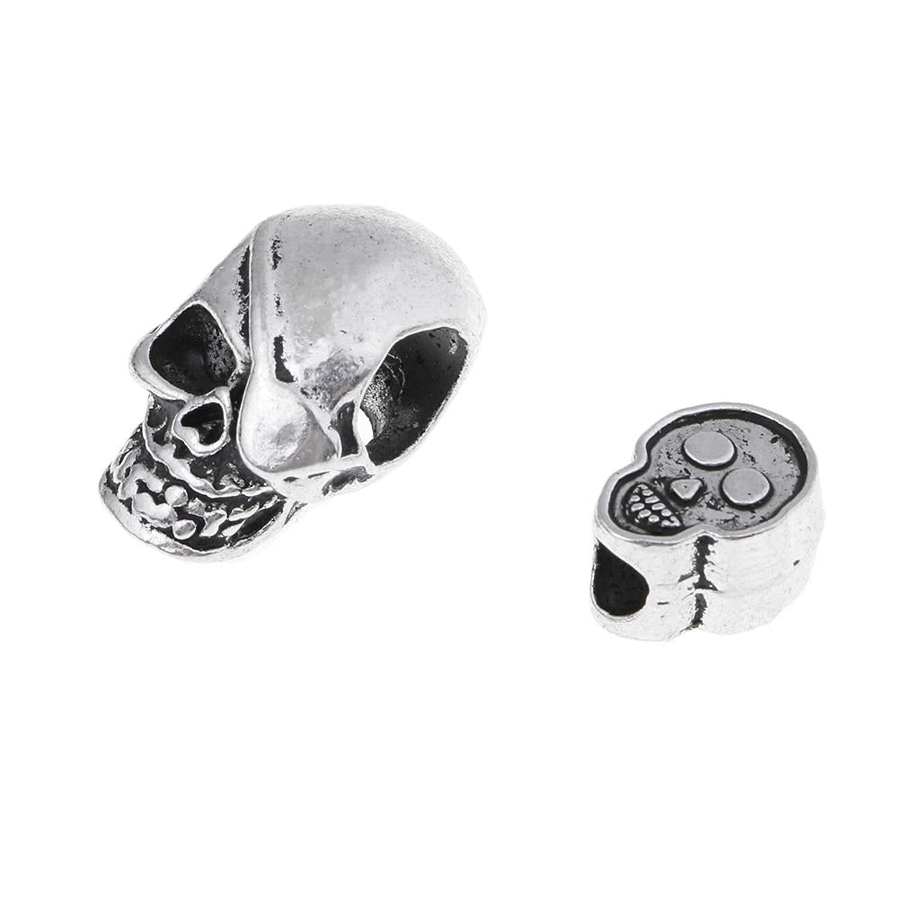 3x11 Piece Silver Halloween Skull Large Hole Spacer Loose Beads Jewelry Making
