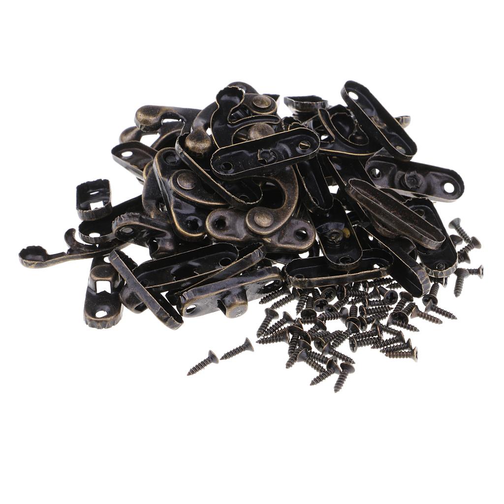 4x20 Sets Antique Cabinet Jewelry Box Wooden Box Hasp Latch Hook With Screws