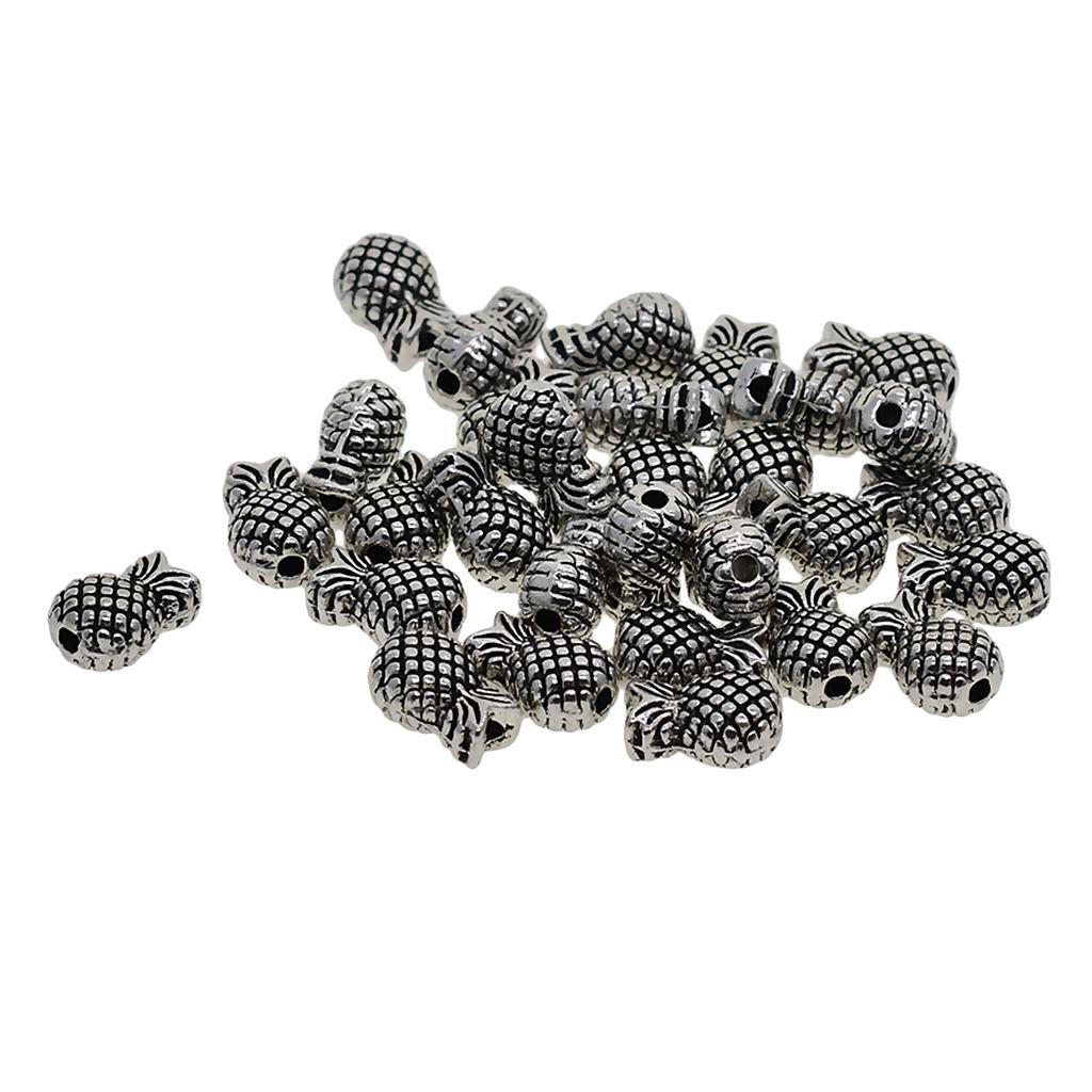4x30 Pieces Tibetan Silver Spacer Charm Beads DIY Jewelry Findings pineapple