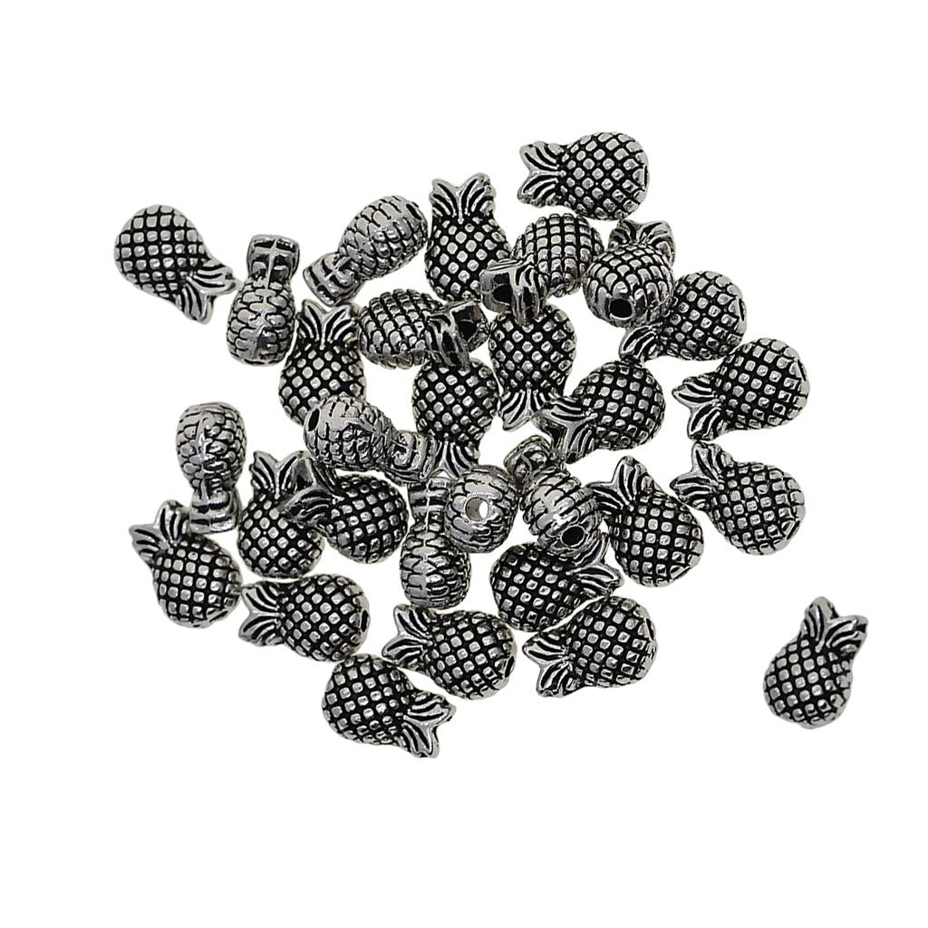 2x30 Pieces Tibetan Silver Spacer Charm Beads DIY Jewelry Findings pineapple