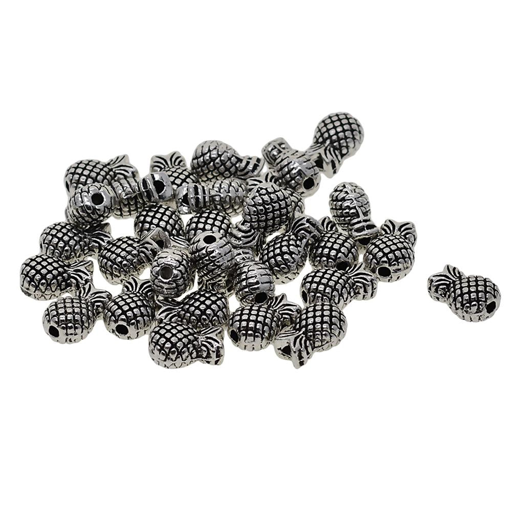 2x30 Pieces Tibetan Silver Spacer Charm Beads DIY Jewelry Findings pineapple