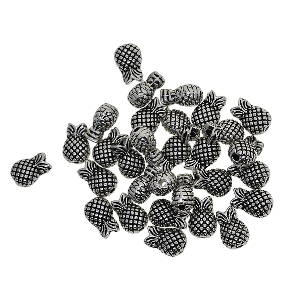 4x30 Pieces Tibetan Silver Spacer Charm Beads DIY Jewelry Findings pineapple