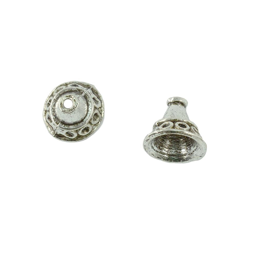 3x30 Pieces Tibetan Silver Patterned Caps Flower Focal Tassel Jewelry DIY
