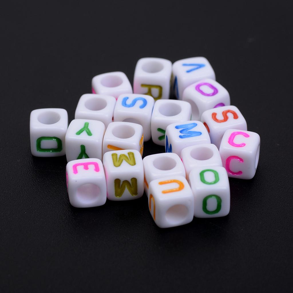 4x200 Pcs Mix Square Acrylic Alphabet Beads Charms Large Hole DIY Crafts 2 #