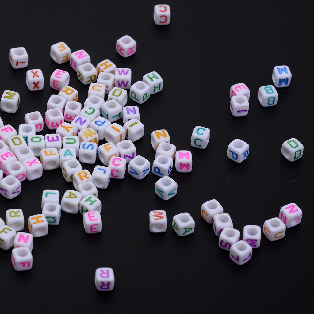 4x200 Pcs Mix Square Acrylic Alphabet Beads Charms Large Hole DIY Crafts 2 #