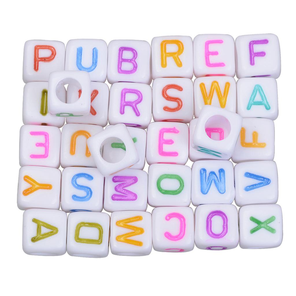 2x200 Pcs Mix Square Acrylic Alphabet Beads Charms Large Hole DIY Crafts 2 #