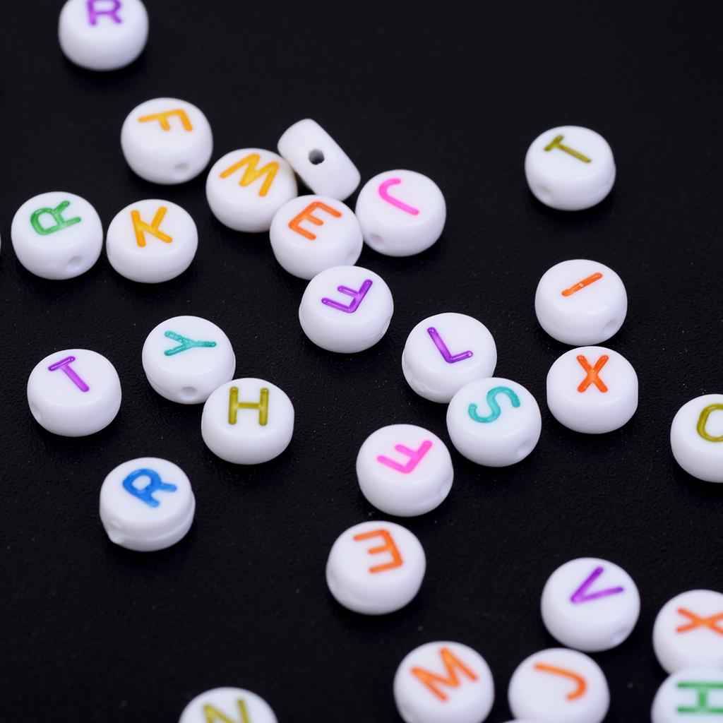 200 Pcs Colorful Acrylic Beads Charm Alphabet Letter Bead DIY Jewelry 3 # White Colorful Letters