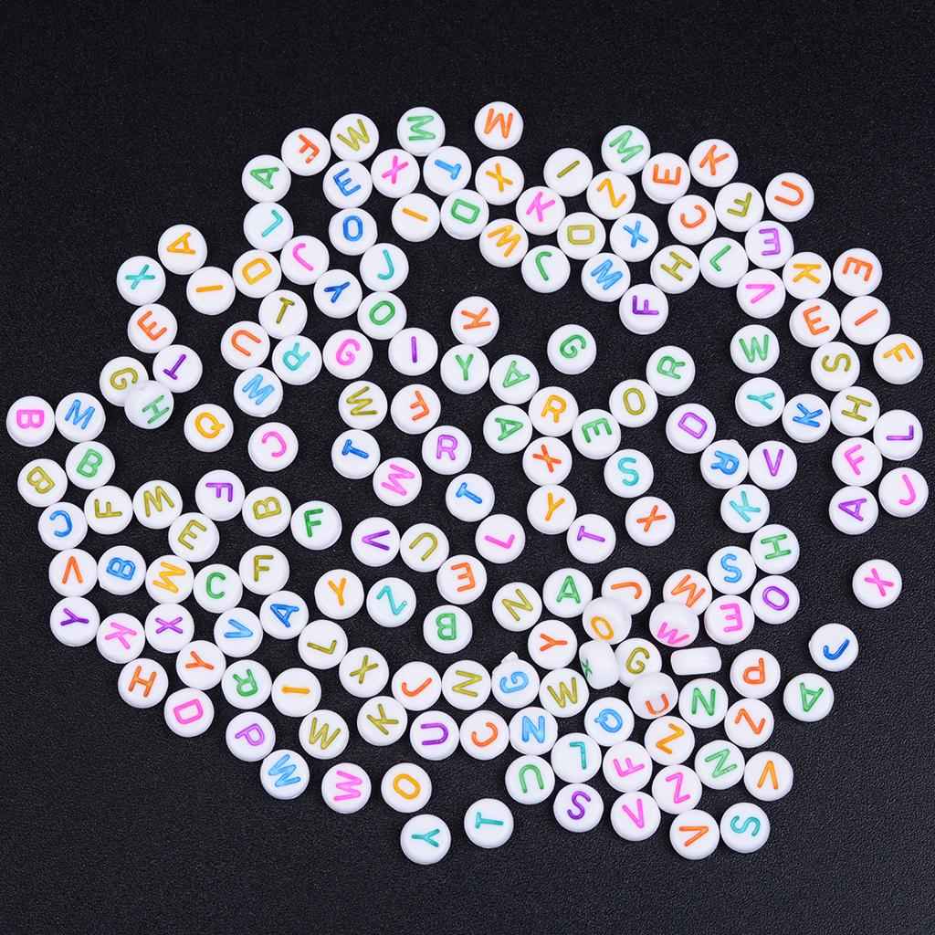 200 Pcs Colorful Acrylic Beads Charm Alphabet Letter Bead DIY Jewelry 3 # White Colorful Letters
