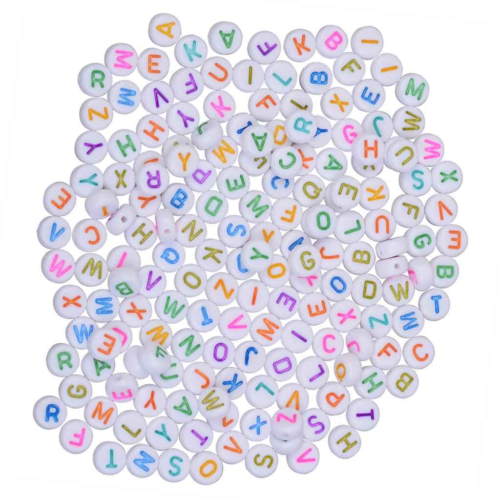 200 Pcs Colorful Acrylic Beads Charm Alphabet Letter Bead DIY Jewelry 3 # White Colorful Letters