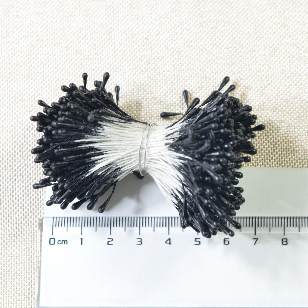 2x1 Bundle Artificial Matte Double Heads Flower Stamen Pistil  black