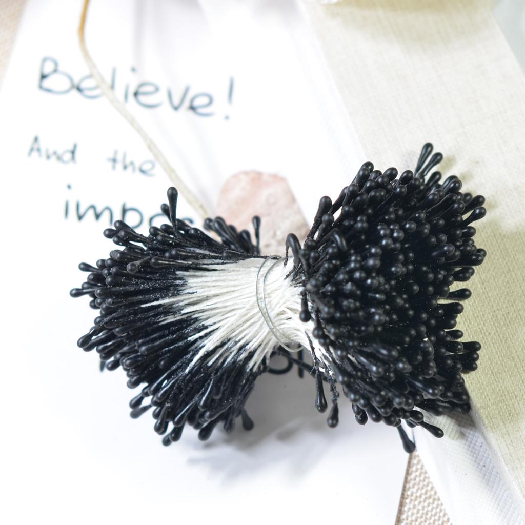 2x1 Bundle Artificial Matte Double Heads Flower Stamen Pistil  black