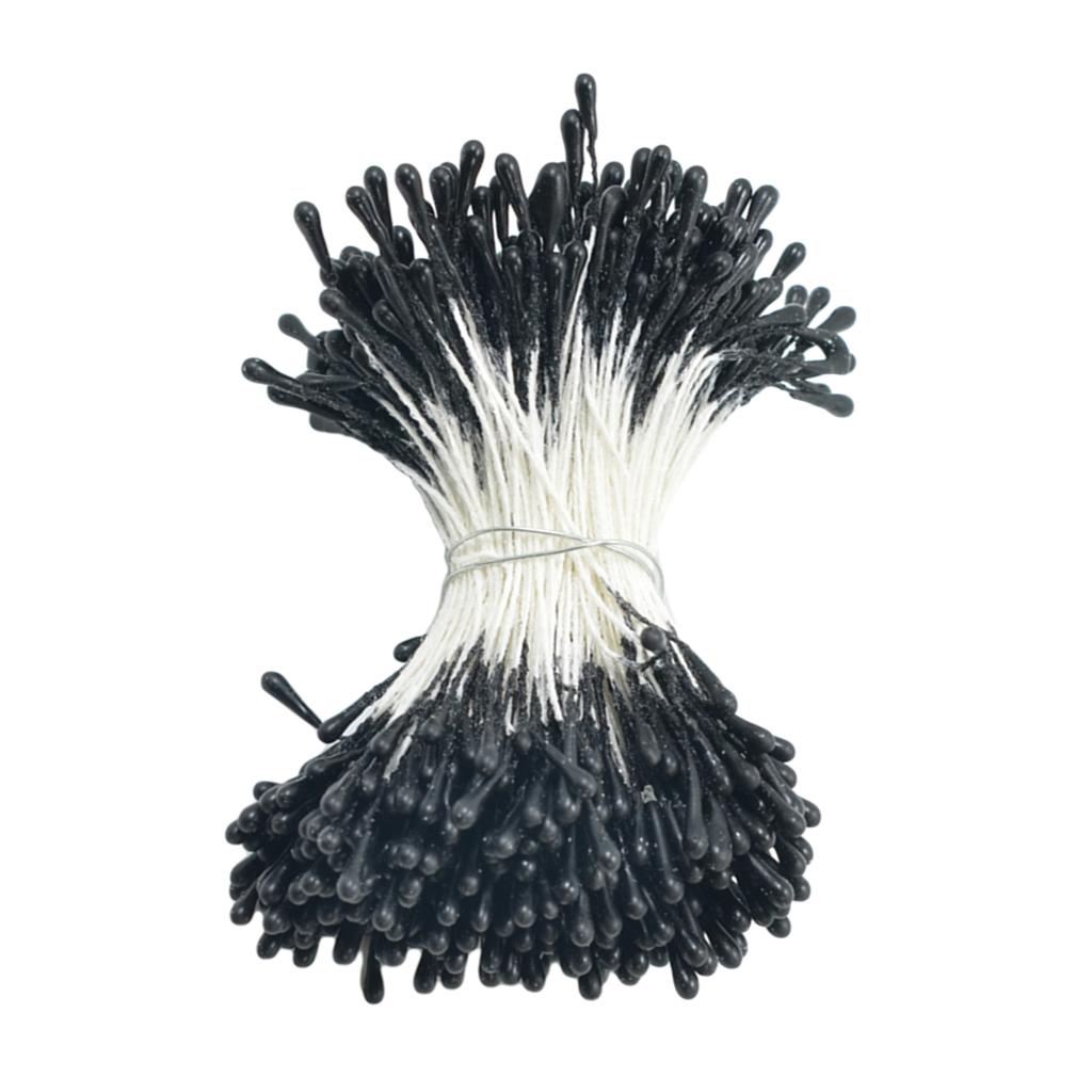 3x1 Bundle Artificial Matte Double Heads Flower Stamen Pistil  black