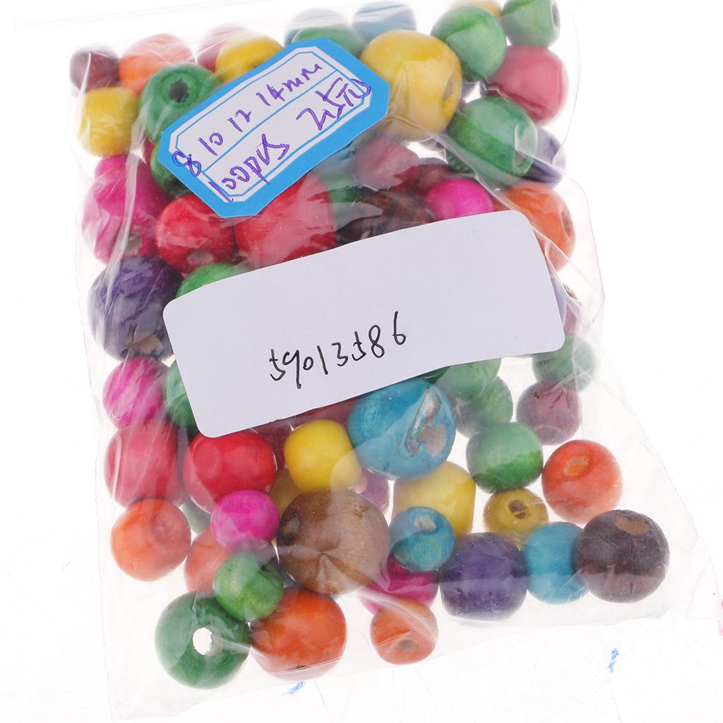 2x100 Pieces Dyed Color Round Wood Beads for Jewelry Making Craft Accessories