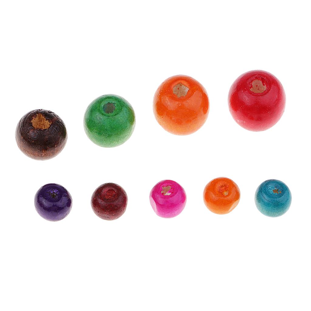 2x100 Pieces Dyed Color Round Wood Beads for Jewelry Making Craft Accessories