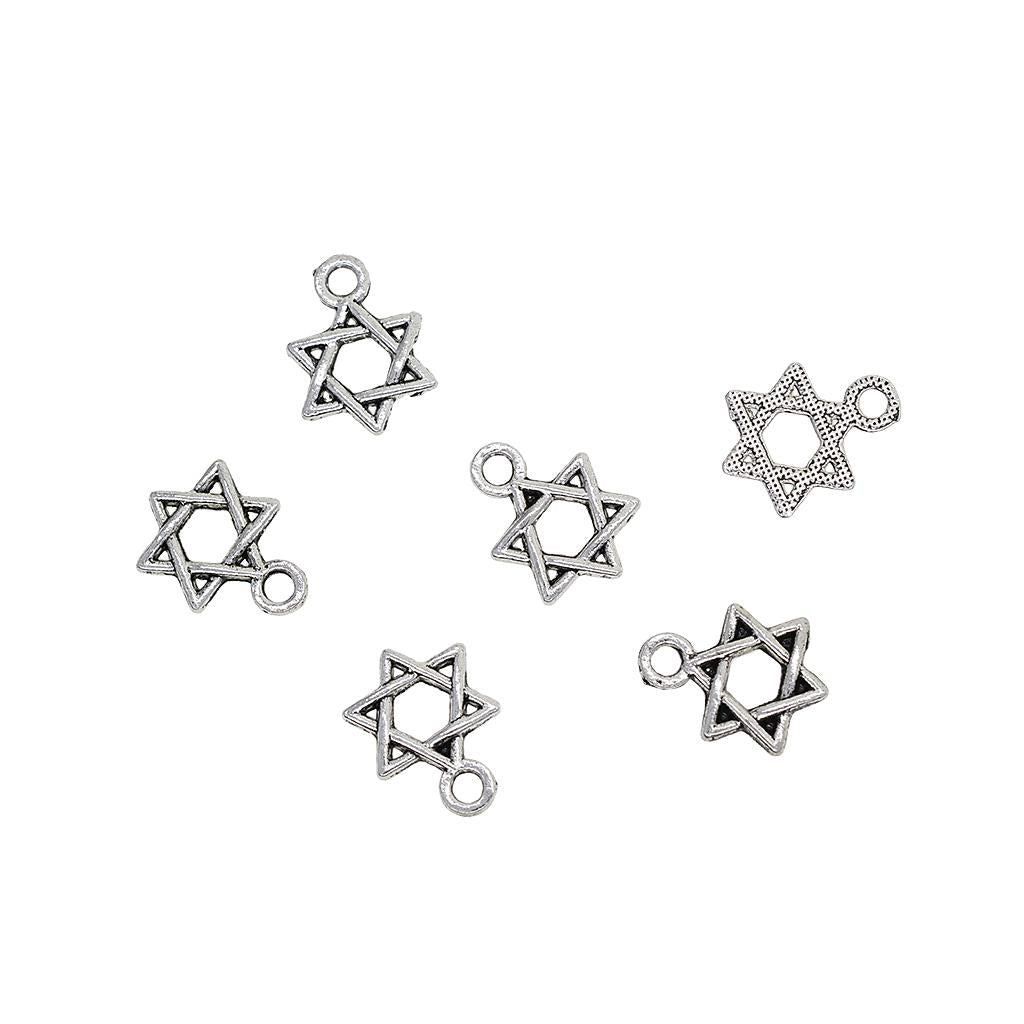 4x100 Pieces Tibetan Silver Star of David Jewelry Making Charms Pendant Craft