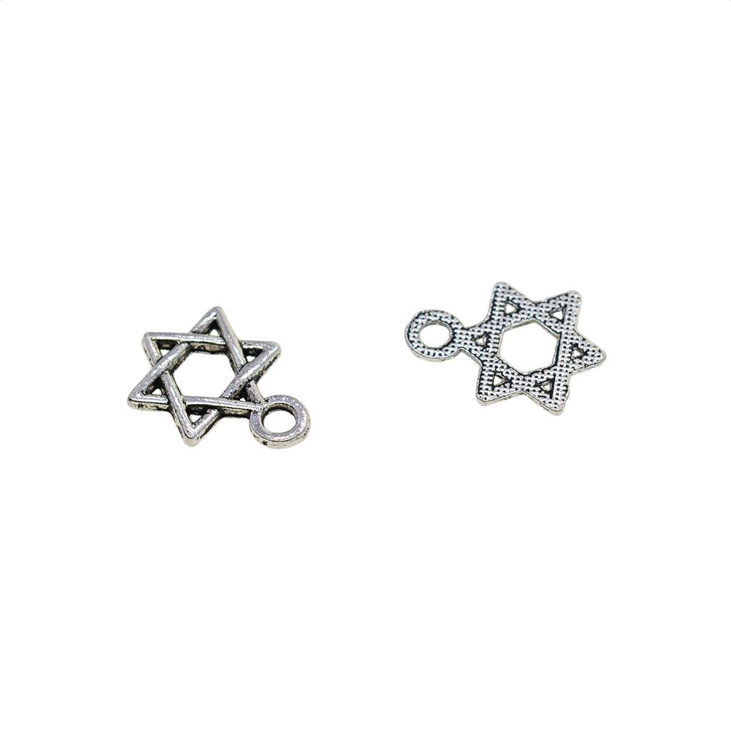4x100 Pieces Tibetan Silver Star of David Jewelry Making Charms Pendant Craft