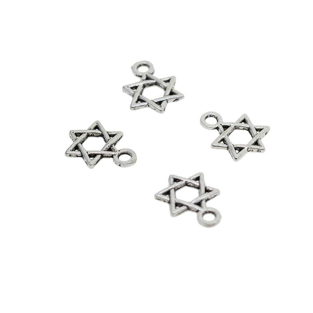 3x100 Pieces Tibetan Silver Star of David Jewelry Making Charms Pendant Craft