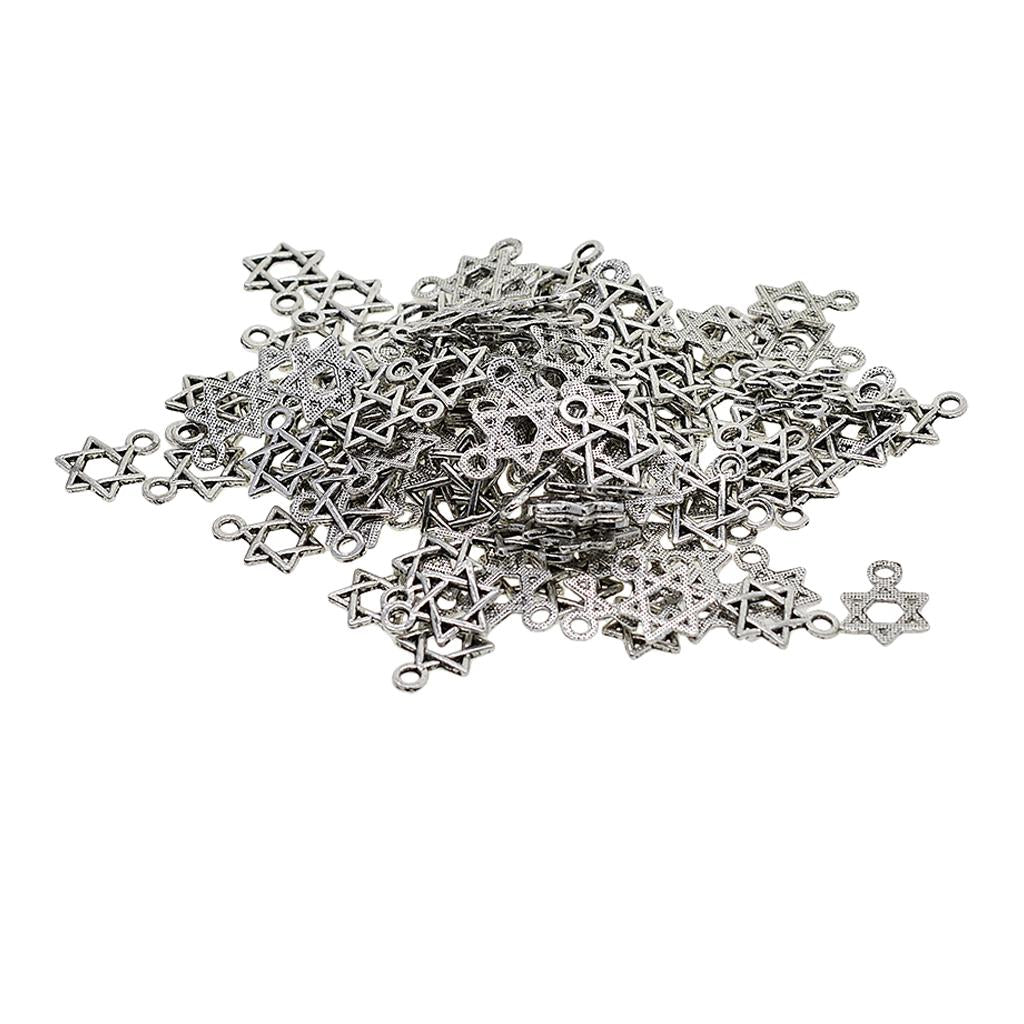 3x100 Pieces Tibetan Silver Star of David Jewelry Making Charms Pendant Craft