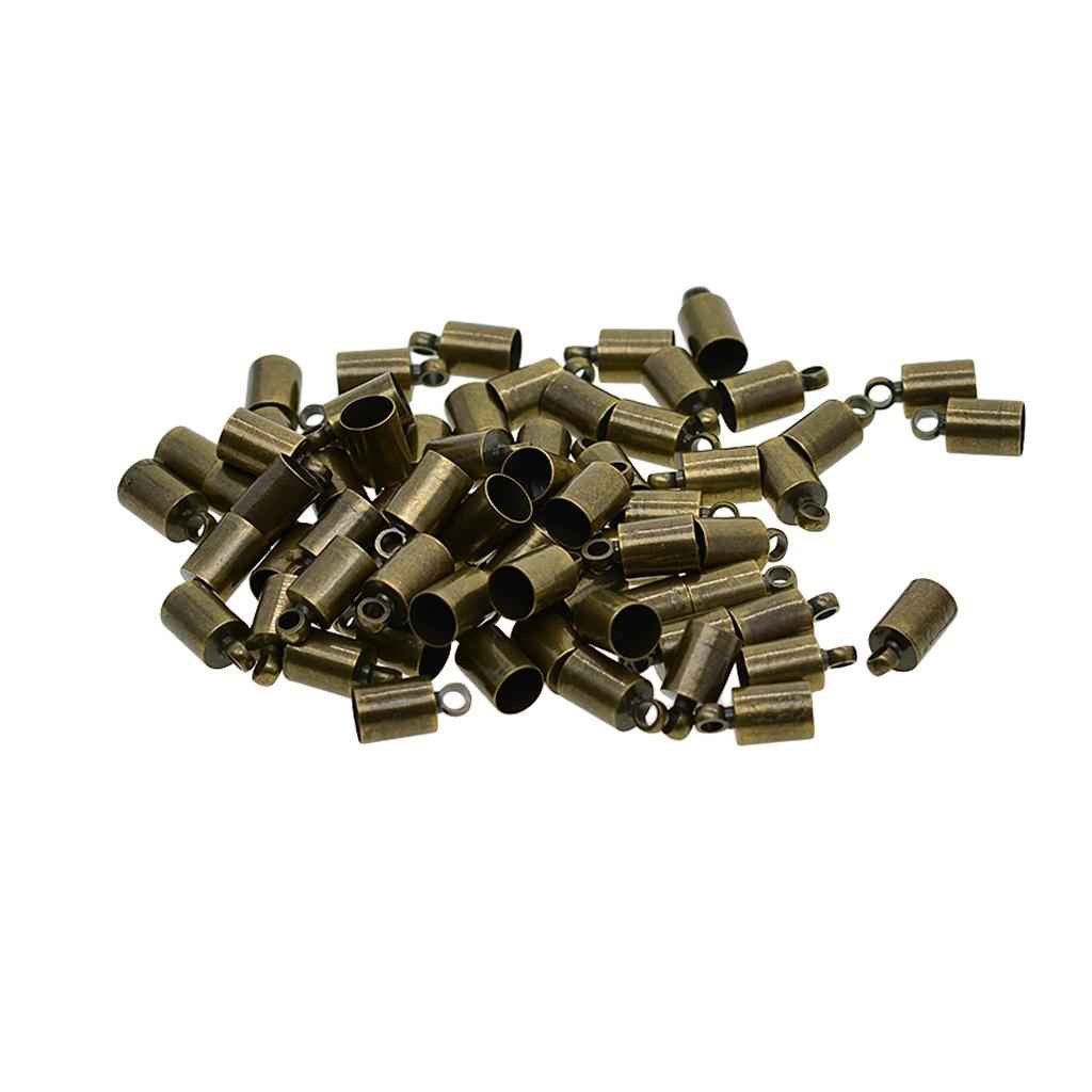 50 Pieces Brass Cord Ends, Leather Cord End Cap, Necklace Cord End Tip Caps, 2mm hole, 5.8mm inner diameter, 6x10mm, Antique Bronze