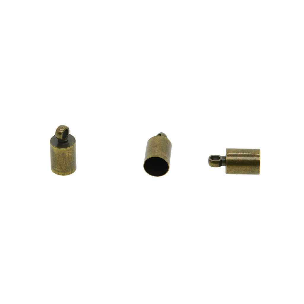 50 Pieces Brass Cord Ends, Leather Cord End Cap, Necklace Cord End Tip Caps, 2mm hole, 5.8mm inner diameter, 6x10mm, Antique Bronze
