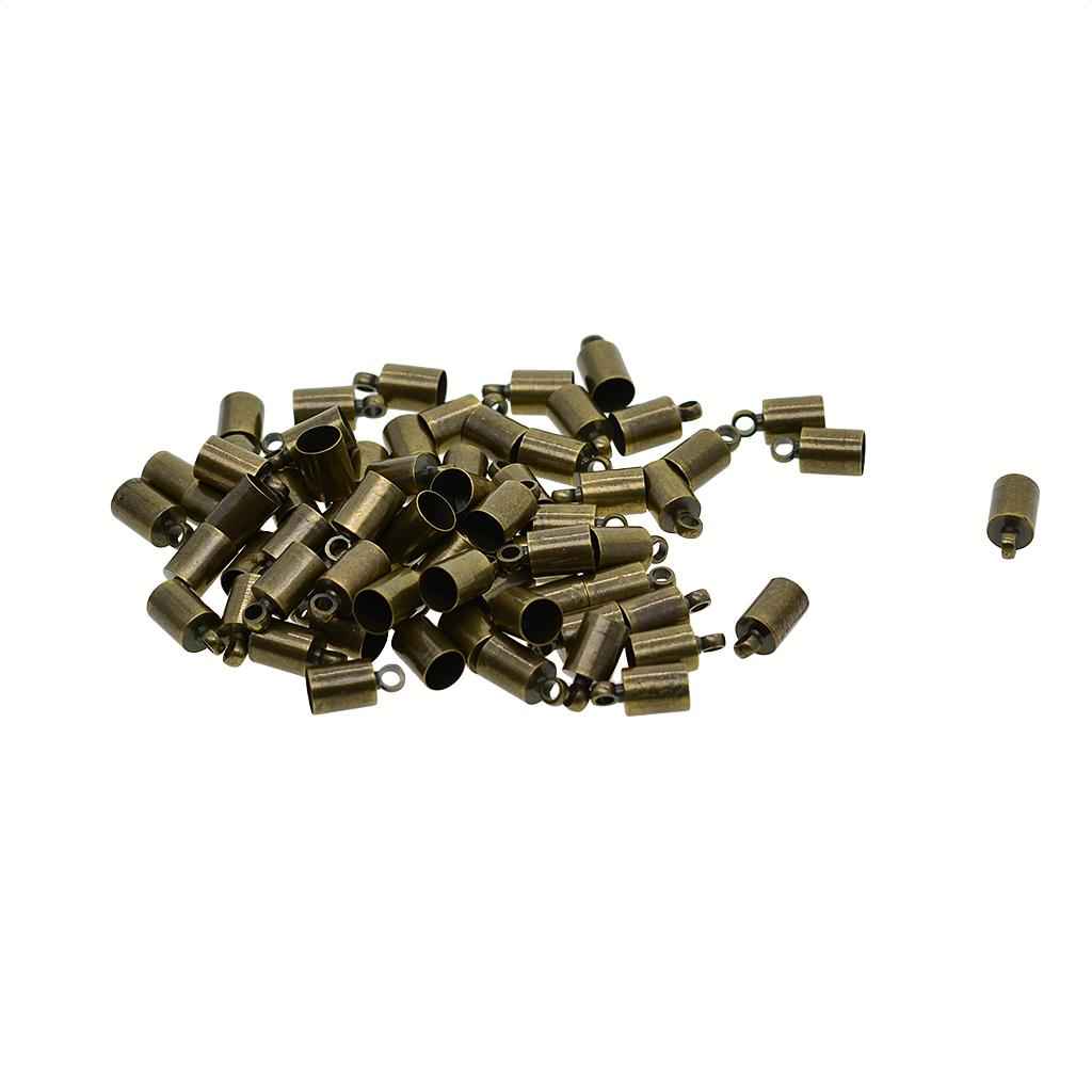 50 Pieces Brass Cord Ends, Leather Cord End Cap, Necklace Cord End Tip Caps, 2mm hole, 5.8mm inner diameter, 6x10mm, Antique Bronze