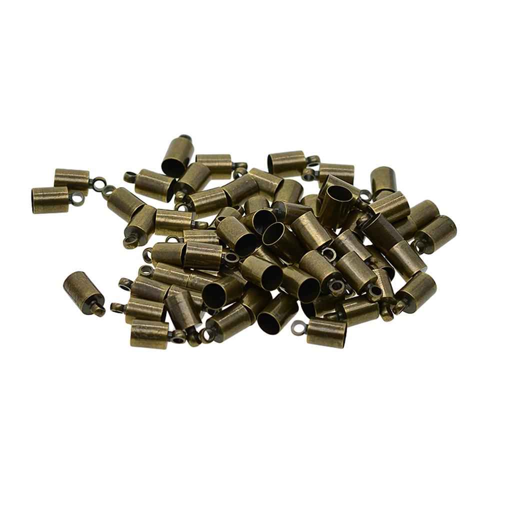 50 Pieces Brass Cord Ends, Leather Cord End Cap, Necklace Cord End Tip Caps, 2mm hole, 5.8mm inner diameter, 6x10mm, Antique Bronze