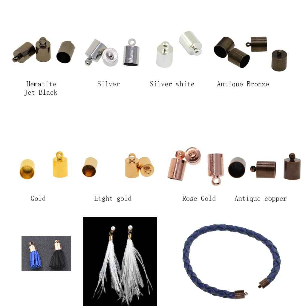 50 Pieces Brass Cord Ends, Leather Cord End Cap, Necklace Cord End Tip Caps, 2mm hole, 5.8mm inner diameter, 6x10mm, Antique Bronze