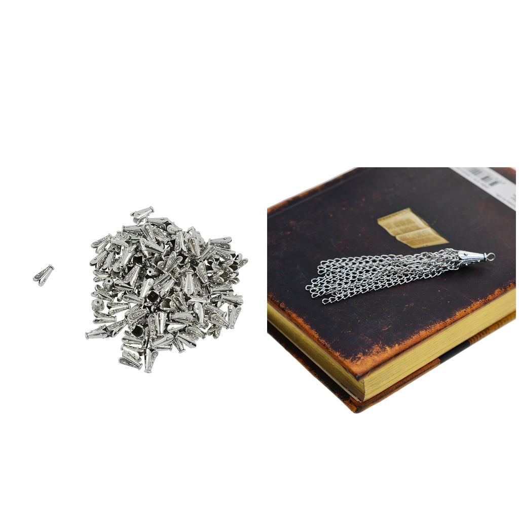 3x100 Pieces Tibetan Silver Bump Caps Flower Focal Tassel Necklace Jewelry DIY