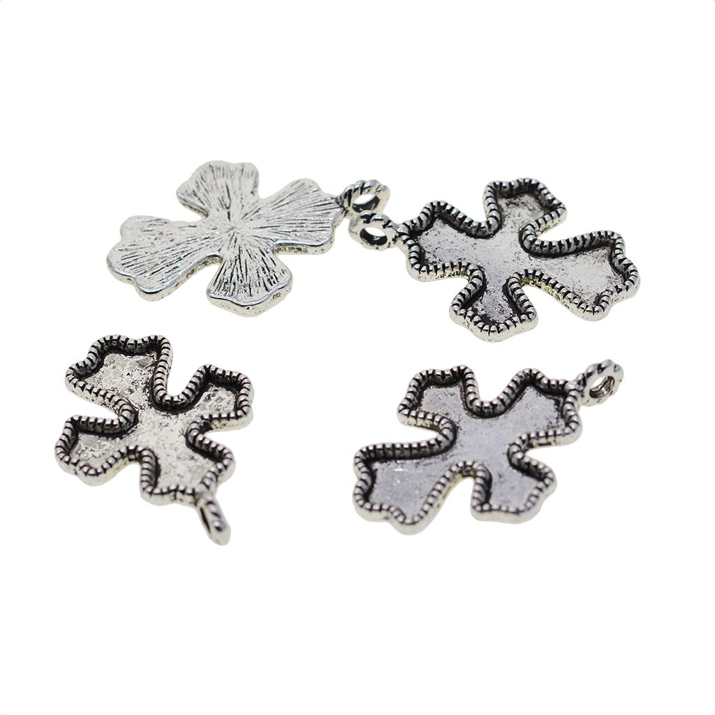 3x20 Pieces Cross Shape Blank Cabochon Bezel Settings DIY Pendants Charms Base
