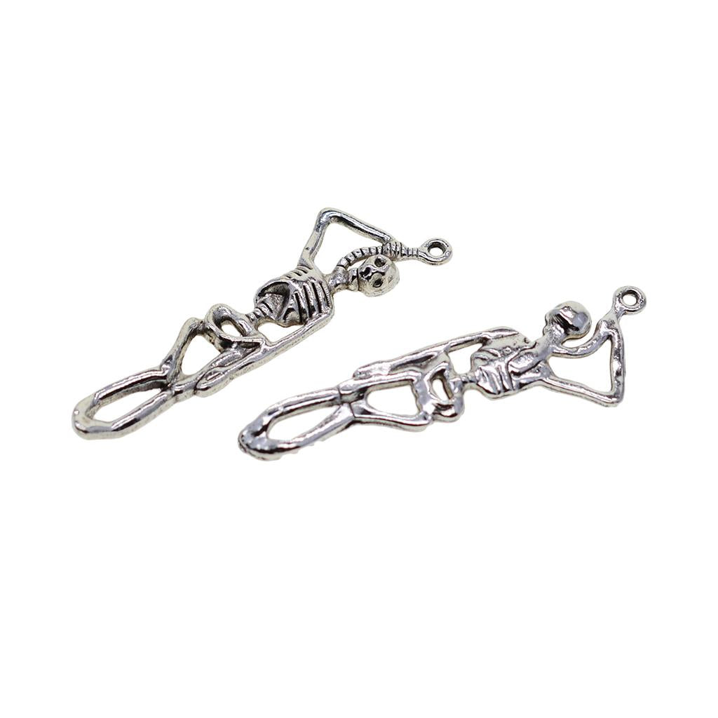 2x30 Pieces Human Skull Skeleton Body Halloween Charms Pendant DIY Jewelry