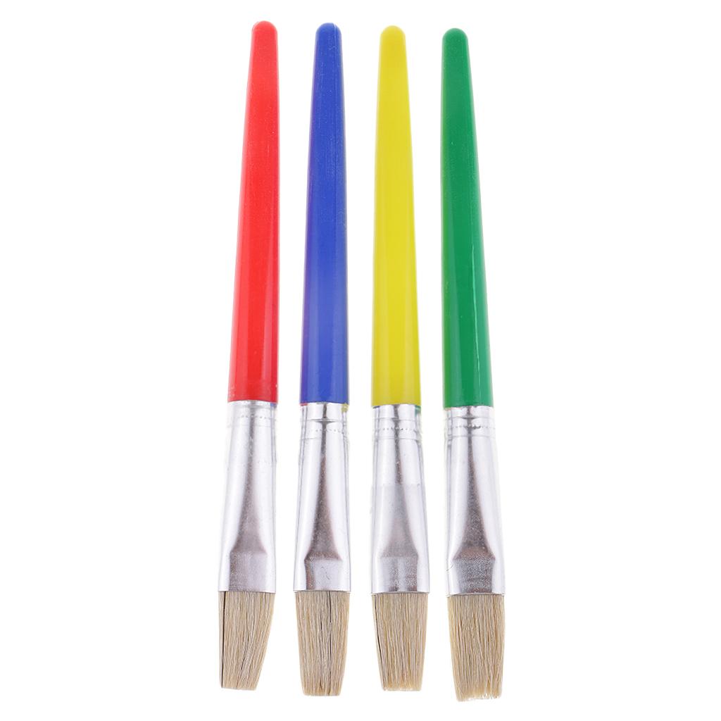 3x4x Flat Brush Kid Artist Paint Brushes Set Watercolor Acrylic Oil Painting