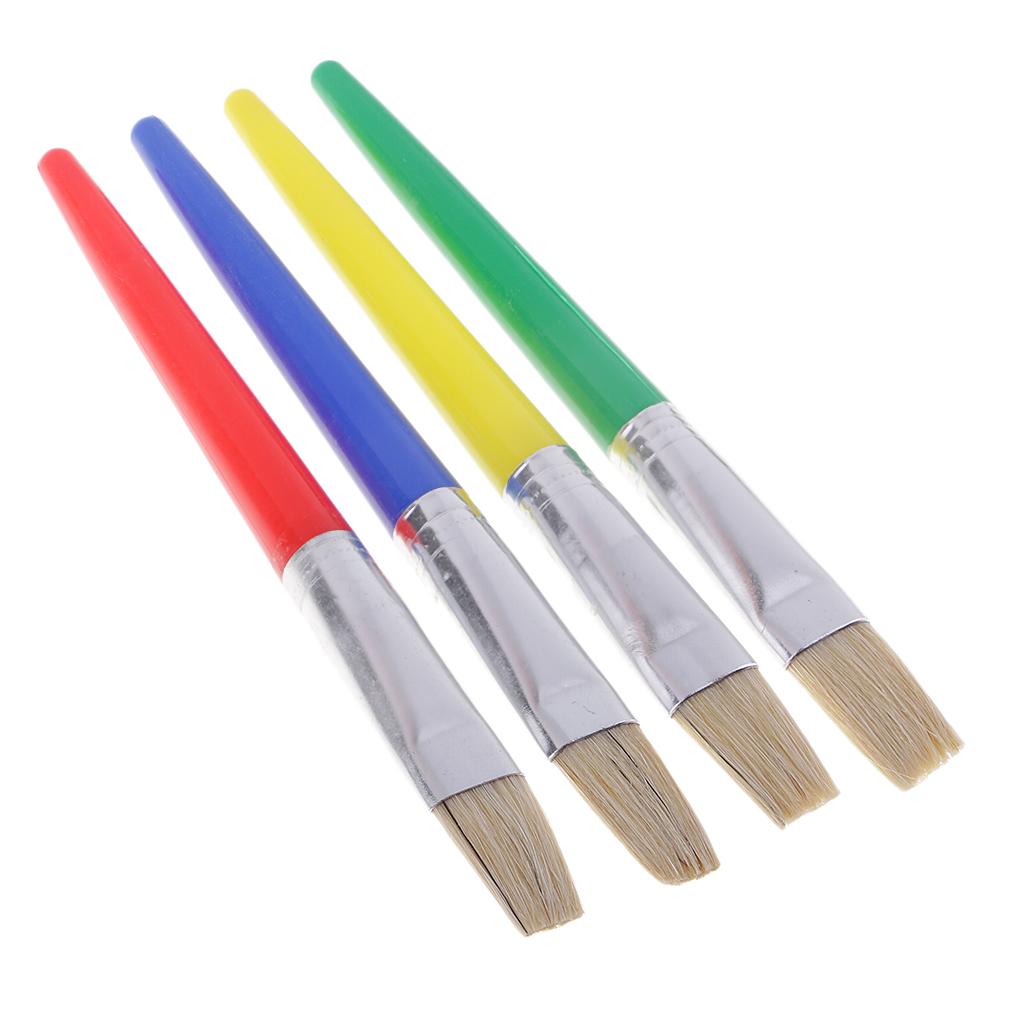 2x4x Flat Brush Kid Artist Paint Brushes Set Watercolor Acrylic Oil Painting